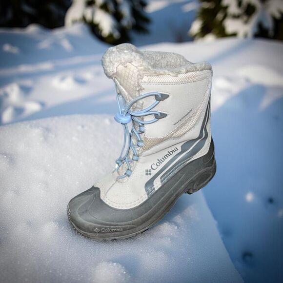 Columbia Unisex Youth Fawn/Faded Sky Bugaboot Plus Iv Omni-Heat Snow Boot Size 7 - Picture 1 of 7